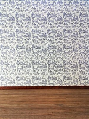 Papel pintado para casa de muñecas Brodnax "Campagne Toile Blue" miniatura escala 1:12 1FR101 Foto 1 de 3