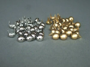 5/16” Nickel Plated Brass Round Studs Nailhead Long Prongs Dome Spots Leather - Picture 1 of 3