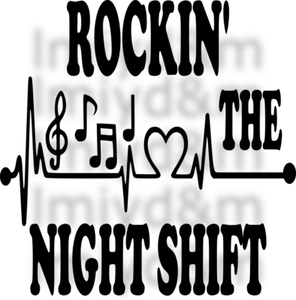 NURSE HEART ROCKIN' THE NIGHT SHIFT VINYL DECAL STICKER COLOR CHOICE 12 INCHES - Picture 1 of 1