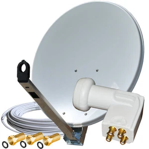 Digitale Sat Anlage GIBERTINI 85 cm Spiegel mit Quattro LNB HDTV Alu Kabel HQ - Bild 1 von 9