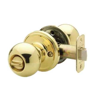 Perno de puerta de cama/baño de latón pulido con bola - Imagen 1 de 5