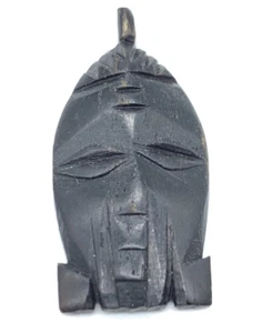 Vintage Pendant Hand Carved Horn Face Mask God Deity Artisan OOAK Native Am ? A5 - Picture 1 of 8