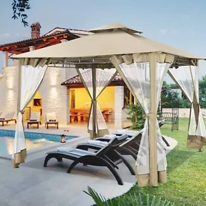 HOTEEL 10'x10' Gazebo with Mosquito Netting Heavy Duty Waterproof Patio Canopy - Picture 1 of 9