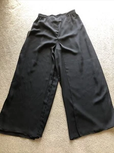 Pantalones negros transparentes vintage Cachet para mujer 16 anchos con pierna con solapa cintura elástica - Imagen 1 de 3