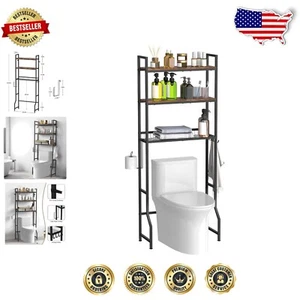 Freestanding 3-Tier Bathroom Storage Rack - Modern Design with Anti-Tip Safety - Picture 1 of 10