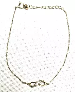 L@@k Real 18K Yellow GOLD Thin Infinity Symbol Diamond Tennis Bracelet 7.75" - Picture 1 of 12