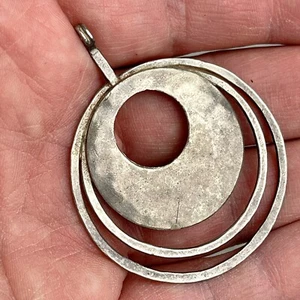 SILPADA Perspective Full Circle STERLING SILVER Pendant Hammered Disc N1329 - Picture 1 of 6