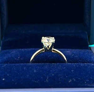 Anillo de compromiso, anillo redondo de diamantes cultivados en laboratorio de 1 quilate, anillo solitario de oro de 14K - Imagen 1 de 10