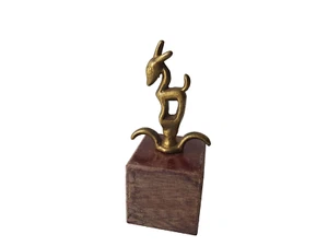 Sculpture bouquetin en Laiton sur socle bois - Curiosité Poignée ? Tir Bouchon ? - Imagen 1 de 10
