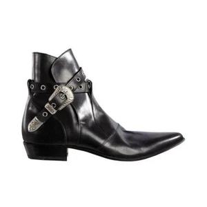 Neu Herren Spitz zulaufend Schnallen Echtleder Stiefeletten Outdoor Elegant Formell Schuhe - Bild 1 von 9