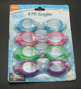 Children's 4 Pack Swimming Goggles - New Damaged Packaging - See Description -01 - Picture 1 of 2