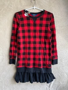Polo Ralph Lauren Casual Dress Size XL Girls Kids Red Checked Long Sleeve - Picture 1 of 11