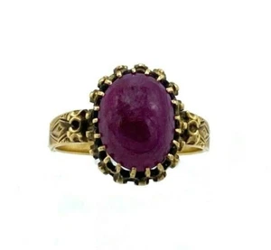 C.1900 18K YELLOW GOLD NATURAL DEEP RED RUBY 3 CTS RING VICTORIAN  - Picture 1 of 6