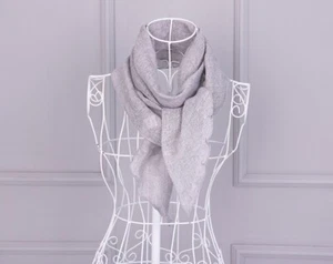 Cool Summer Fashion Sun Shield 100% Linen Long Scarf Shawl Wrap 25cm*180cm GRAY - Picture 1 of 7