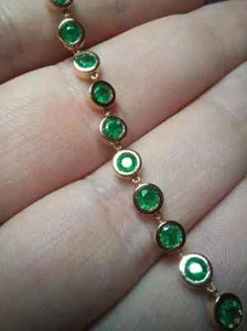 Colombian Emerald Bracelet Bezel Emerald Bracelet Half Eternity Emerald Bracelet - Picture 1 of 6