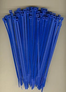 100 7" Inch Long 50# Pound BLUE Nylon Cable Zip Ties Ty Wraps - Picture 1 of 1