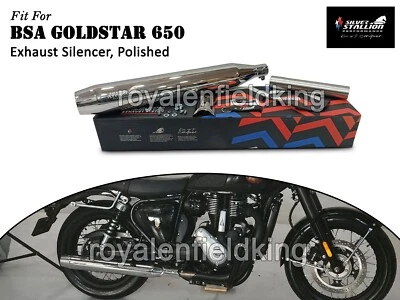 Pour BSA Goldstar 650 Silencieux D'Échappement Silver Stallion, Poli - Photo 1/4