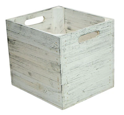 KISTENKOLLI ALTES LAND Regalkiste Shabby weiß schwarz passend für Kallax und Expeditregale Regaleinsatz