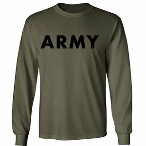 Camiseta ARMY Mangas Largas en verde militar - Adulto Pequeña a 3X-Grande - Imagen 1 de 2