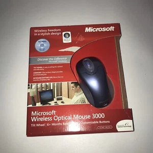 New Microsoft Wireless Optical Mouse 3000 Blue Mac/PC USB or PS/2 Model 1008 - Picture 1 of 3