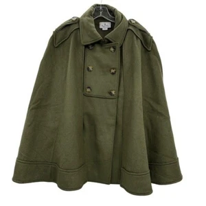 Classic Prep Women's L Victoria Cape Solid Rifle Green Coat Wool Double Breasted - Picture 1 of 9
