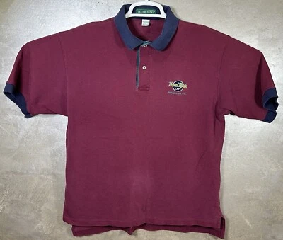 Hard Rock Cafe Short Sleeve Polo Shirt Size Large Maroon Outer Banks USA - Image 1 of 4