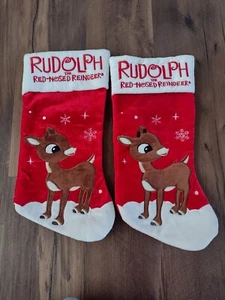 Rudolph The Red Nose Reindeer Christmas Stockings Lot Pair of 2 - Picture 1 of 5