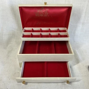 Vintage Buxton Floral Jewelry Box One Drawer Red Felt And Satin Lined USA NICE!! - Picture 1 of 13