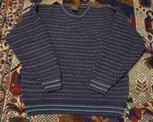 Vintage 90s XL Eddie Bauer Birdseye Knit Crewneck Sweater Fisherman Heavy - Picture 1 of 6