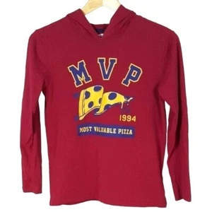 Old Navy Hoodie Graphic Shirt Red Large SZ10 MVP Most Valuable Pizza Long Sleeve - Picture 1 of 6
