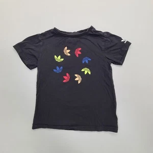 Adidas Shirt Girls Extra Small Black Rainbow Logo Outdoors 7-8Y Youth KIds - Picture 1 of 11
