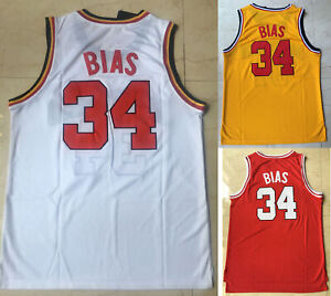 1984 Len Bias #34 Basketball Jerseys All Sewn Yellow Red White