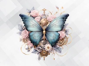Steampunk Butterfly Floral Laptop Wall Car vinyl decal Sticker 4 sizes wx39 - Picture 1 of 5