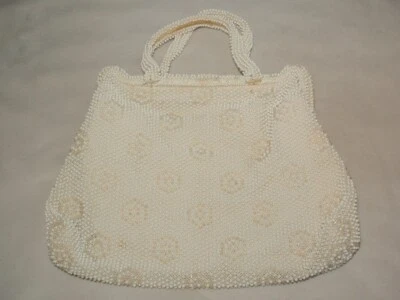 Vintage Corde Bead White Beaded Purse — 第 1/4 张图片