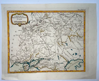 MUSCOVY 俄罗斯 1764 年 NICOLAS BELLIN 古董雕刻地图 — 第 1/4 张图片