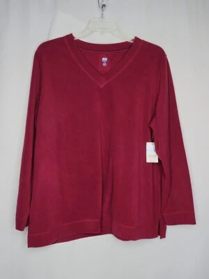 NUEVO CON ETIQUETAS JERSEY POLAR MANGA LARGA CUELLO EN V SJB ACTIVE ROSE WINE TALLA 2X #X951 Foto 1 de 2