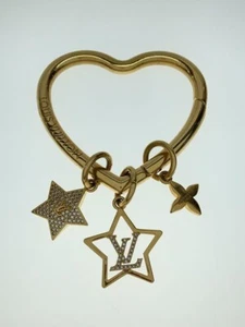 Authentic Louis Vuitton Key Holder Key Ring Bag Charm M01358 Heart Star Gold - Picture 1 of 5