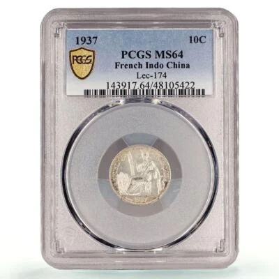 France French Indochina 10 cents Seated Liberty KM-16.2 MS64 PCGS Ag coin 1937 - Image 1 of 2