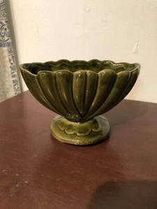Vintage Midcentury Design USA Biskuit kleiner grüner Podest Pflanzgefäß - Bild 1 von 8