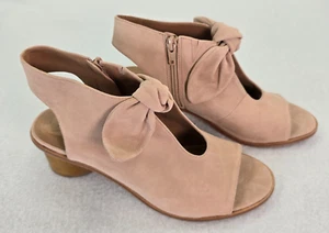 Bernardo Lizzie Suede Bow Ankle Block Heel Sandal Bootie Blush Wmn Size 8.5 - Picture 1 of 15