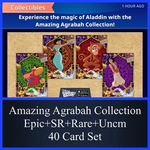 INCREÍBLE COLECCIÓN AGRABAH-ÉPICA+SR+RARARA+UNC JUEGO DE 40 CARTAS-TOPPS DISNEY COLLECTION - Imagen 1 de 1