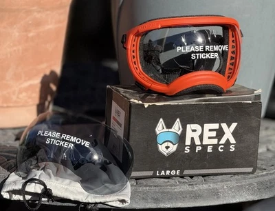Gafas para perros Rex Specs marco naranja con 1 lente transparente y 1 lente de humo tamaño grande Foto 1 de 2