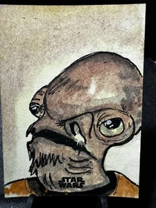2024 Topps Chrome Star Wars Galaxy Admiral Ackbar Sketch By Mongola Das 1/1 - Picture 1 of 4