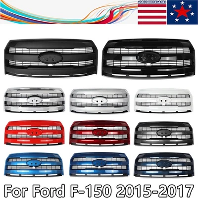 Front Grille Grill with Camera Hole For Ford F150 F-150 2015-2017 Lariat Style - Imagem 1 de 4