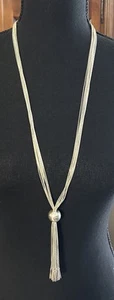 Collana Navajo Sol Levante Argento Sterling 8 Fili Argento Liquido con Nappa - Foto 1 di 13