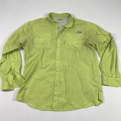 Columbia PFG Fishing Shirt Mens Large Green Omni-Shade Long Sleeve Vented UPF - Image 1 of 4