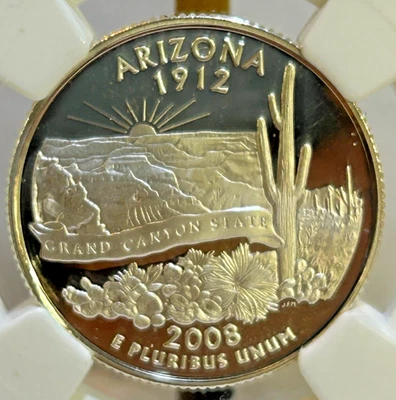 2008-S Silver Arizona, Washington Quarter PF70 UC by NGC, Beautiful White Coin - Image 1 of 4