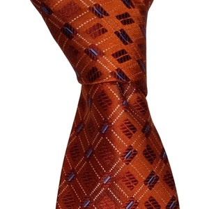 Jones New York Silk Necktie Men's Dark Orange Geometric Designer Tie EUC - Picture 1 of 3