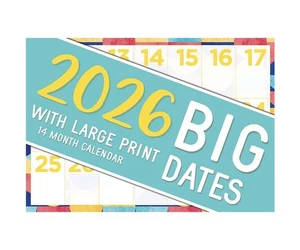 2026 Calendar Big Dates 14-Month Horizontal Wall, Design Group CAL26004 - Picture 1 of 1