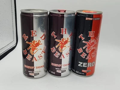 Latas de bebidas energéticas Red Beast The Beast Zero RARAS de 2004 Foto 1 de 4